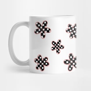 Abstract Checkerboard Flowers - Peachy Pink Mug